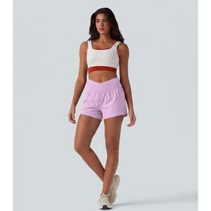 Halara Crossover Waistband 2-in-1 Athletic Shorts Lavender Purple Women Large